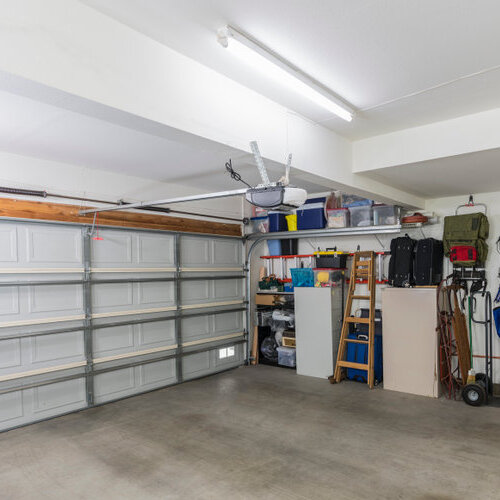 interior view of a well-organized suburban garage