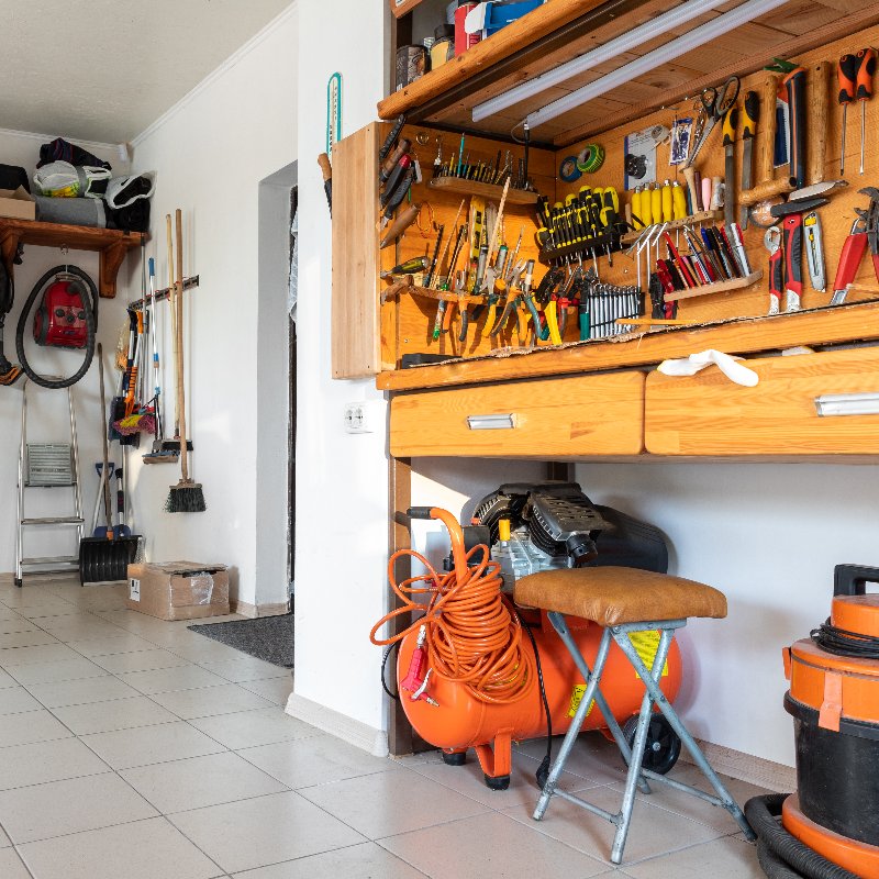 a well-organized garage after remodeling