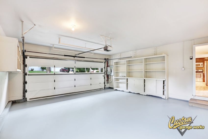 Empty Garage Interior With White Floor